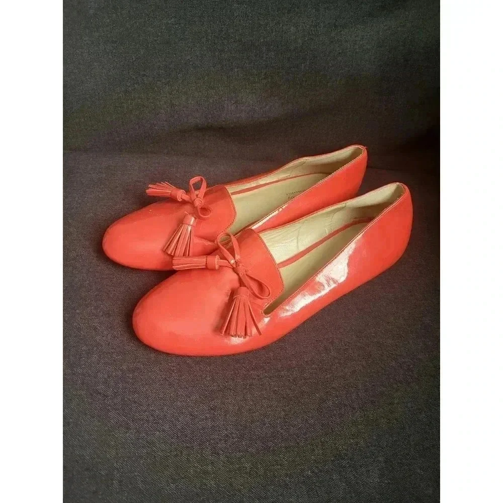 Elizabeth Brady Red‎ Patent Leather Loafers
